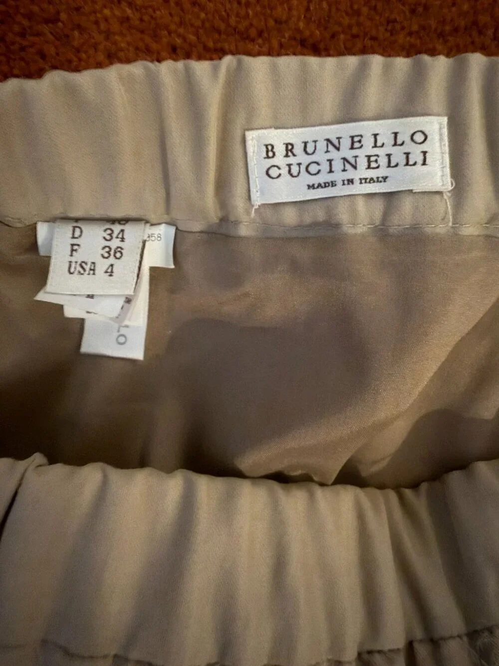 Brunello Cucinelli 100% Silk Monili Beaded Mini Skirt Beige Size 4